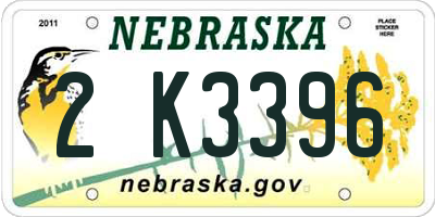 NE license plate 2K3396