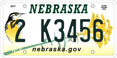 NE license plate 2K3456