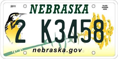 NE license plate 2K3458