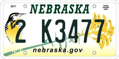 NE license plate 2K3477
