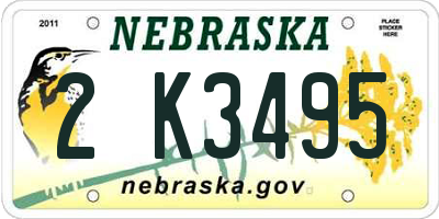 NE license plate 2K3495