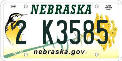 NE license plate 2K3585