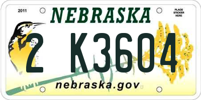 NE license plate 2K3604