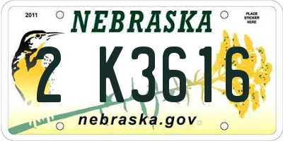 NE license plate 2K3616