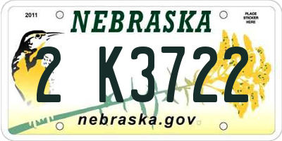 NE license plate 2K3722