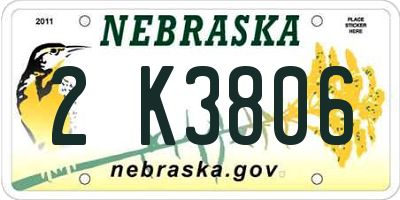 NE license plate 2K3806