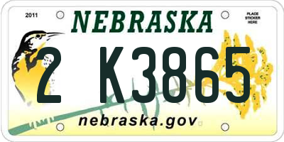 NE license plate 2K3865