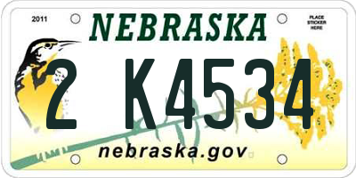 NE license plate 2K4534