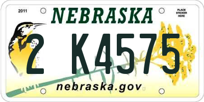 NE license plate 2K4575