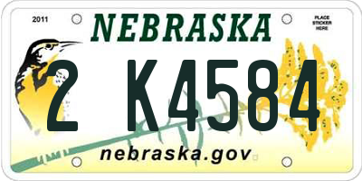 NE license plate 2K4584