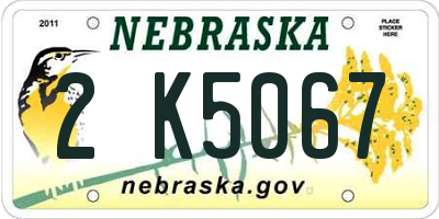 NE license plate 2K5067