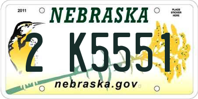 NE license plate 2K5551