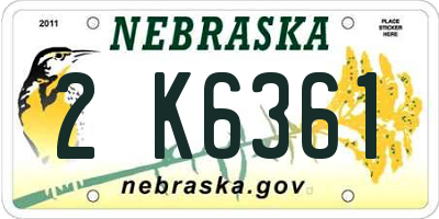 NE license plate 2K6361