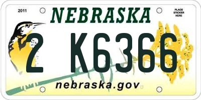 NE license plate 2K6366