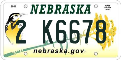 NE license plate 2K6678