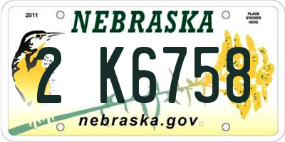 NE license plate 2K6758