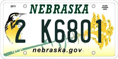 NE license plate 2K6801