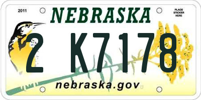 NE license plate 2K7178