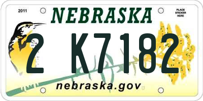 NE license plate 2K7182