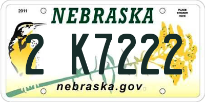 NE license plate 2K7222