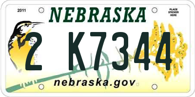 NE license plate 2K7344
