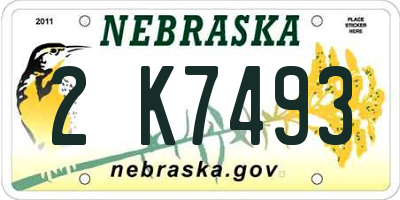 NE license plate 2K7493