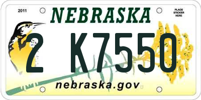 NE license plate 2K7550
