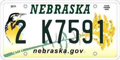 NE license plate 2K7591