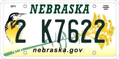 NE license plate 2K7622
