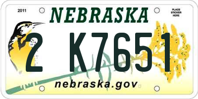 NE license plate 2K7651