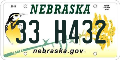 NE license plate 33H432