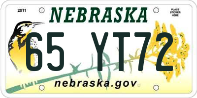 NE license plate 65YT72