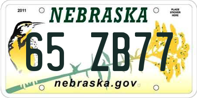 NE license plate 65ZB77