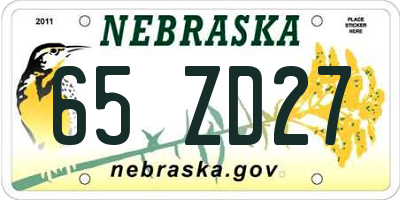 NE license plate 65ZD27