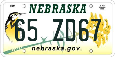 NE license plate 65ZD67