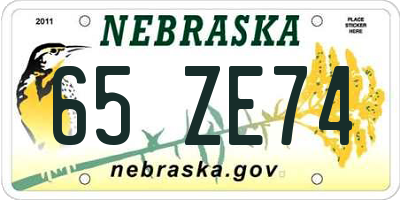 NE license plate 65ZE74
