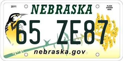NE license plate 65ZE87