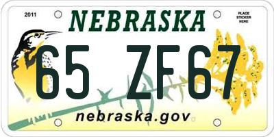 NE license plate 65ZF67