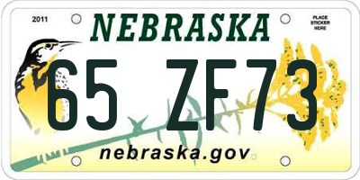 NE license plate 65ZF73