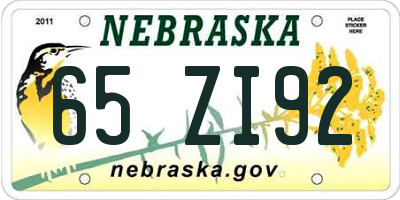 NE license plate 65ZI92