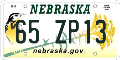 NE license plate 65ZP13