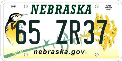 NE license plate 65ZR37