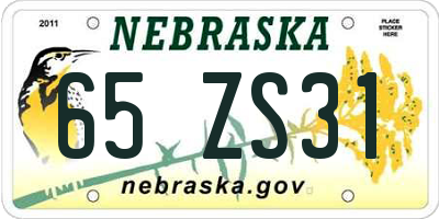 NE license plate 65ZS31