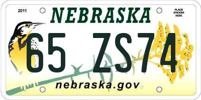 NE license plate 65ZS74