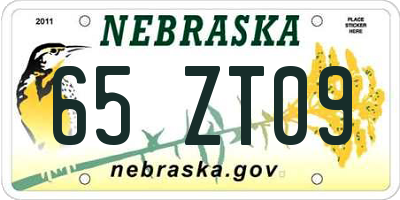 NE license plate 65ZT09