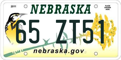 NE license plate 65ZT51