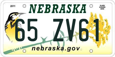 NE license plate 65ZV61