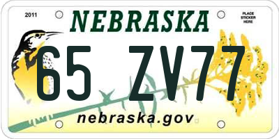 NE license plate 65ZV77