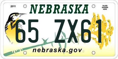 NE license plate 65ZX61