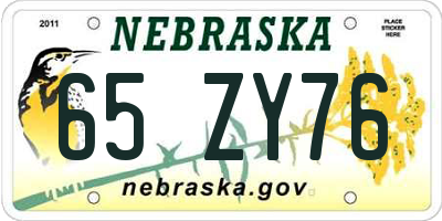 NE license plate 65ZY76